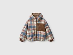 Teddy jacket with check pattern