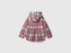 Teddy jacket with check pattern
