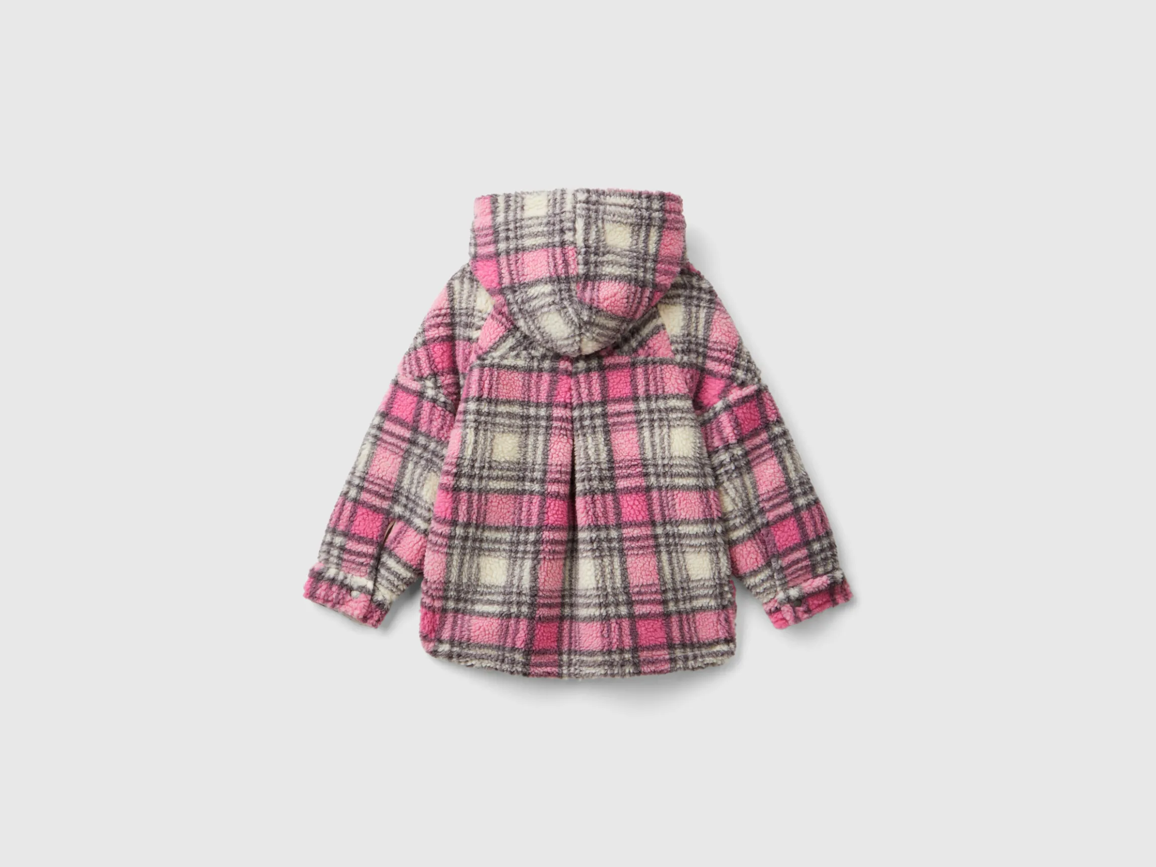 Teddy jacket with check pattern