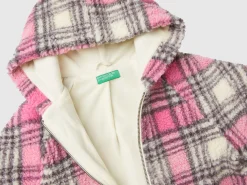 Teddy jacket with check pattern