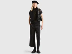 Trousers in stretch cotton with straight leg