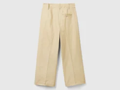 Trousers in stretch cotton with straight leg