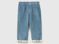 Trousers in velvet with cuff