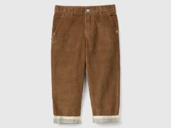 Trousers in velvet with cuff