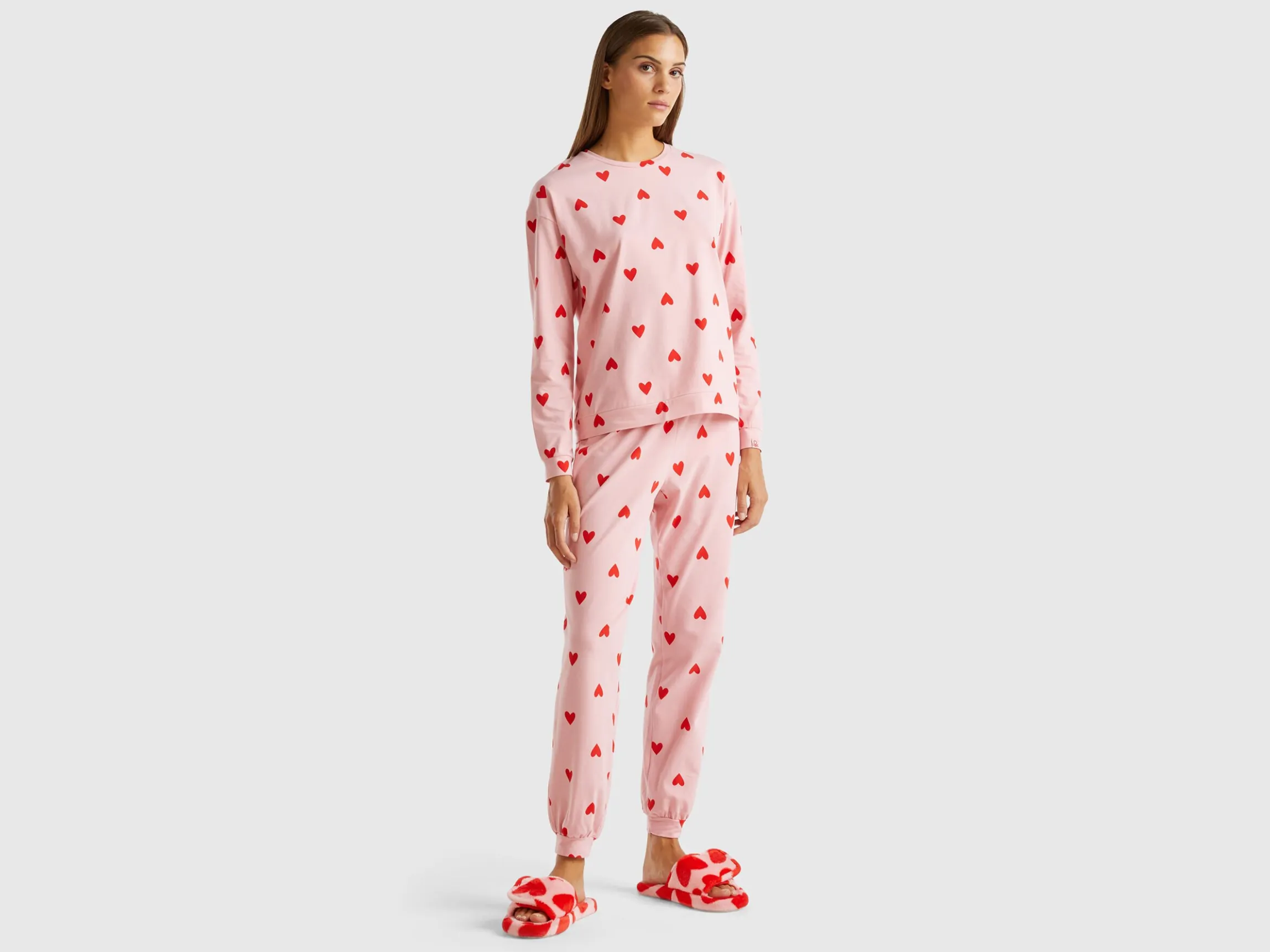 Trousers in warm cotton with hearts