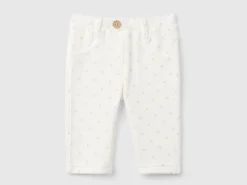 Trousers with chenille pattern print
