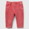 Trousers with chenille pattern print
