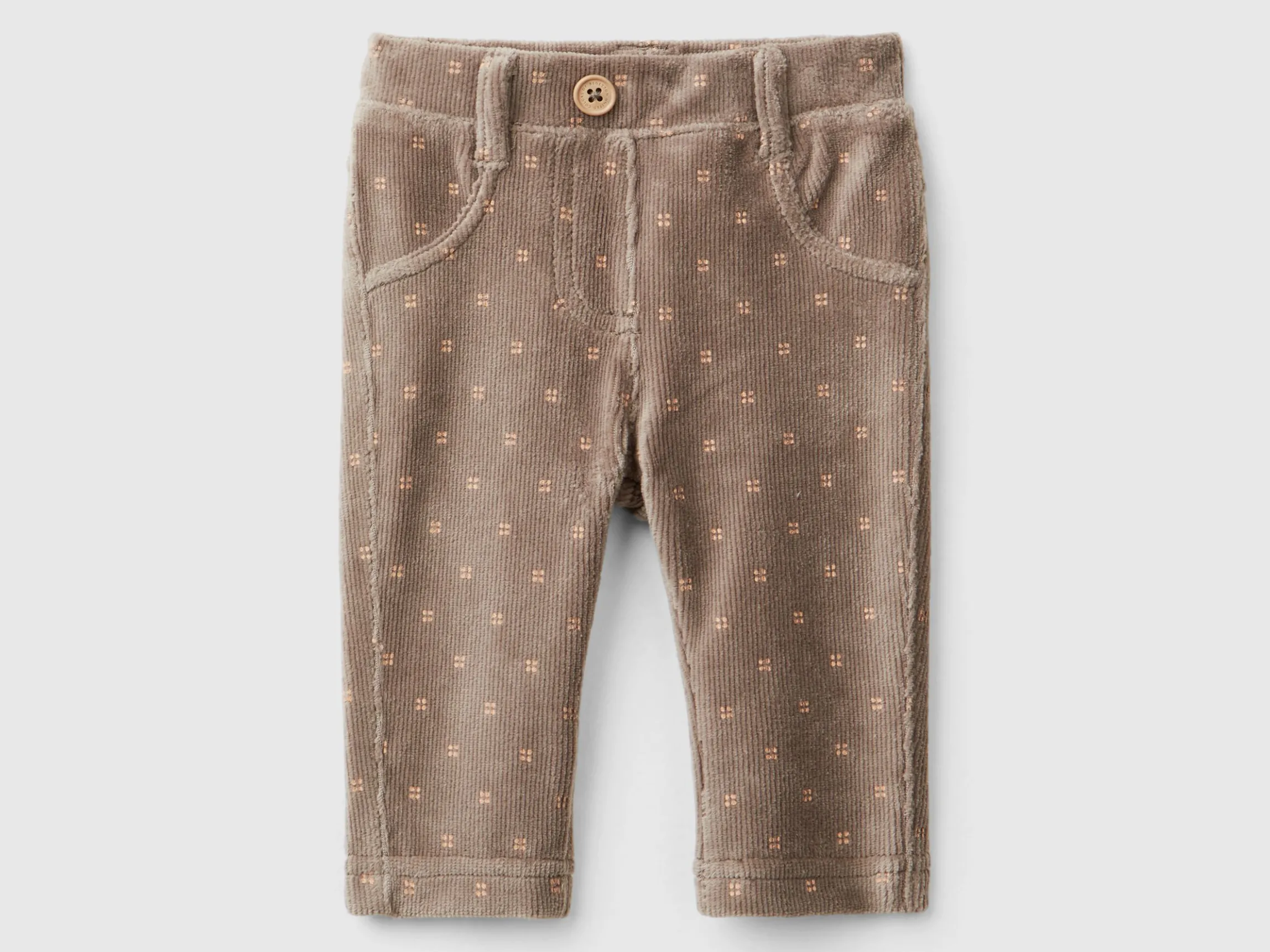 Trousers with chenille pattern print