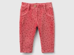 Trousers with chenille pattern print
