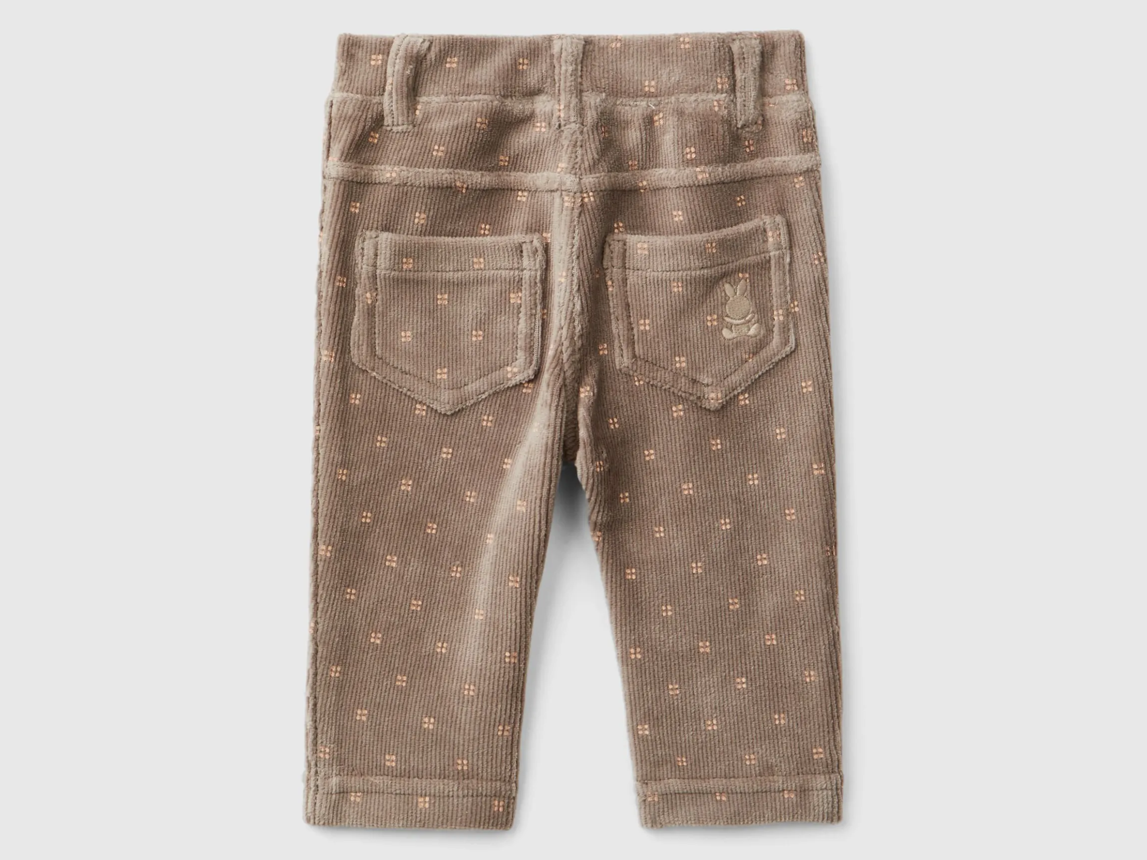 Trousers with chenille pattern print
