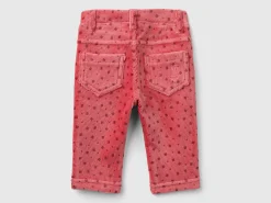 Trousers with chenille pattern print