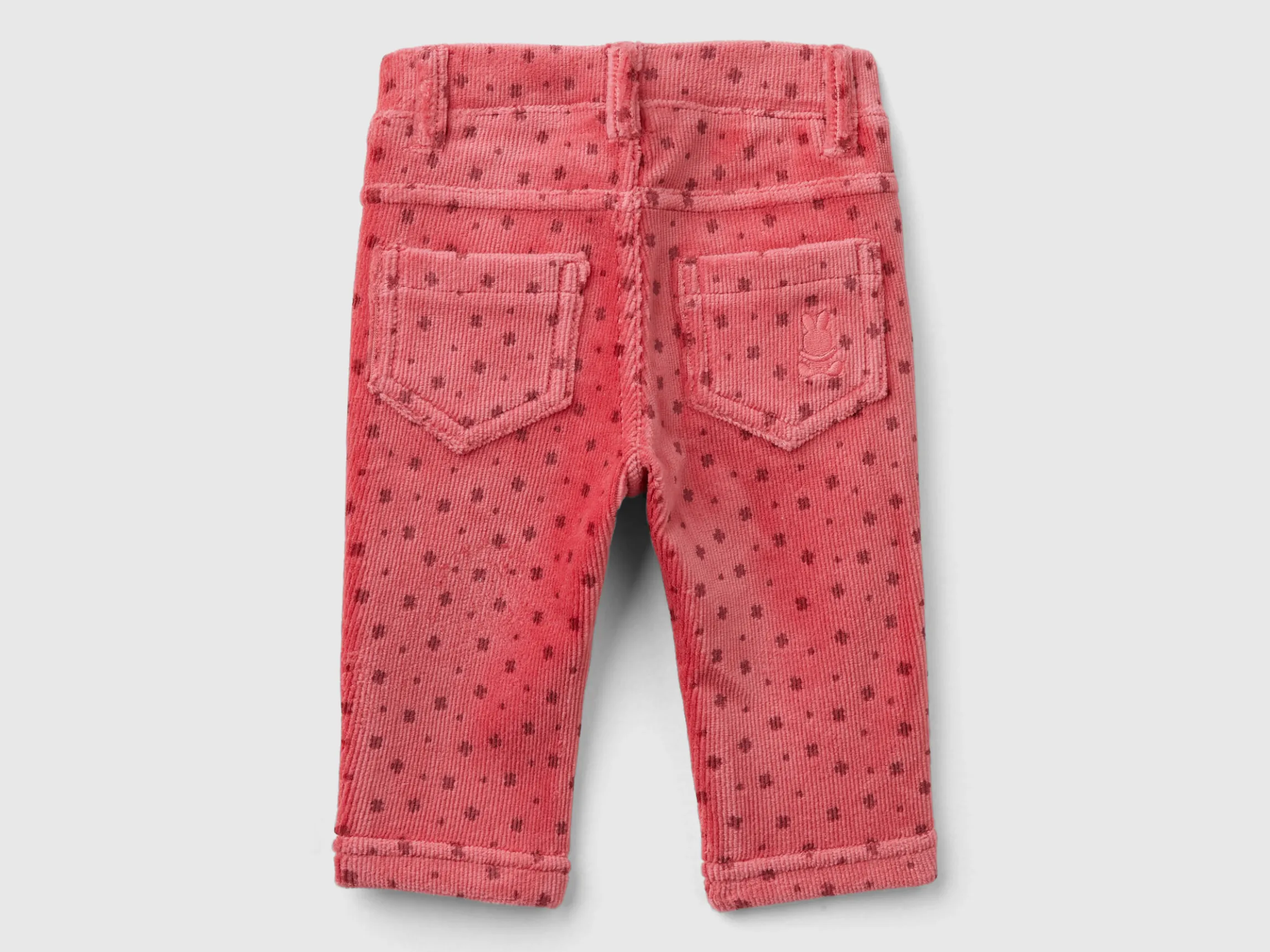 Trousers with chenille pattern print