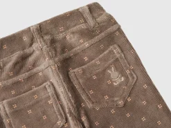 Trousers with chenille pattern print