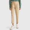 Trousers with cuff in stretch viscose blend