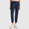 Trousers with cuff in stretch viscose blend