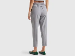Trousers with cuff in stretch viscose blend