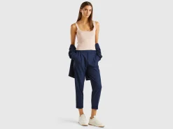Trousers with cuff in stretch viscose blend
