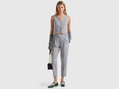 Trousers with cuff in stretch viscose blend