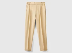 Trousers with cuff in stretch viscose blend