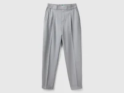 Trousers with cuff in stretch viscose blend