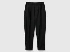Trousers with cuff in stretch viscose blend