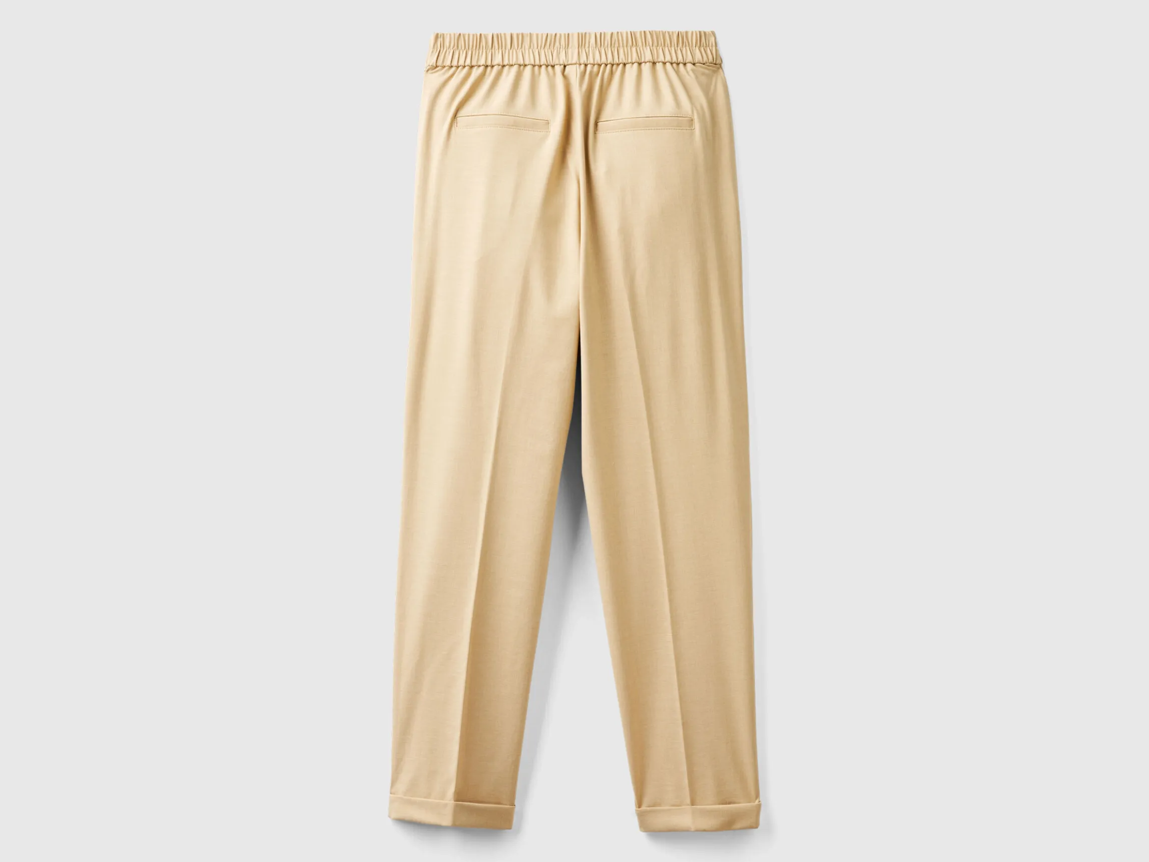 Trousers with cuff in stretch viscose blend