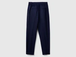 Trousers with cuff in stretch viscose blend