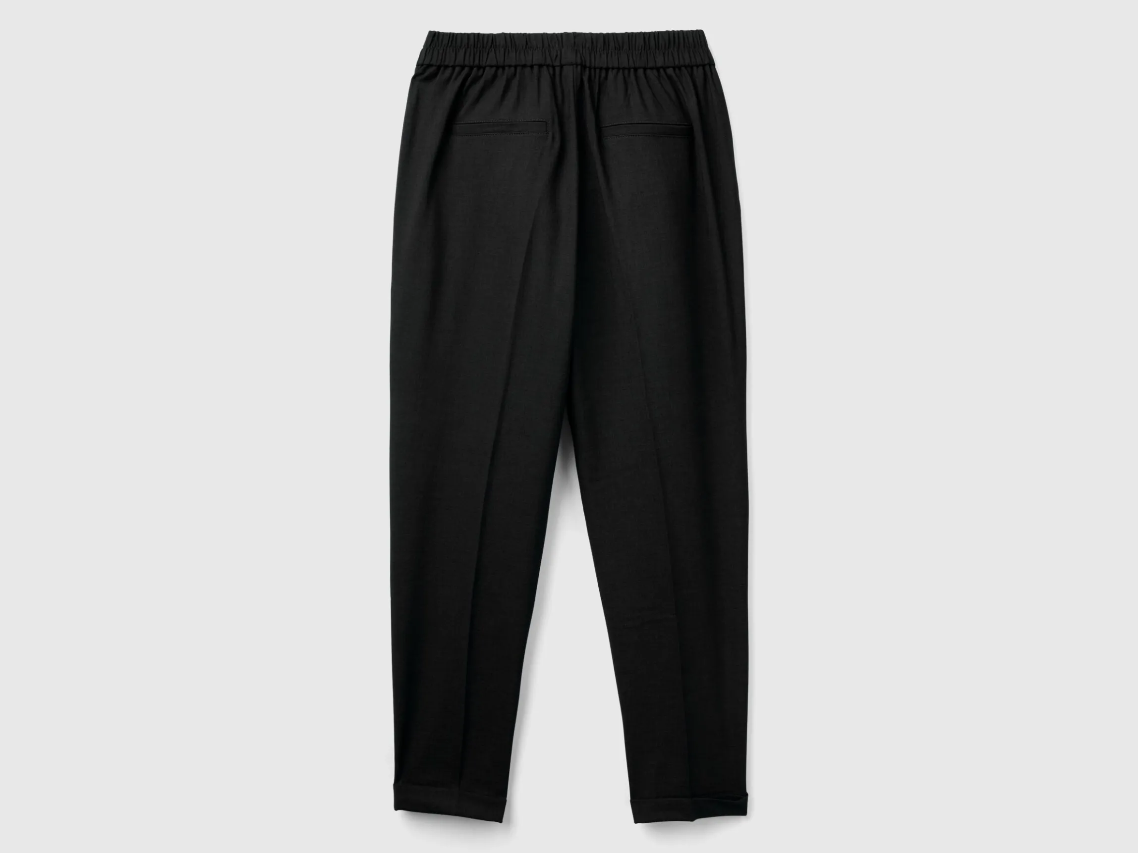 Trousers with cuff in stretch viscose blend