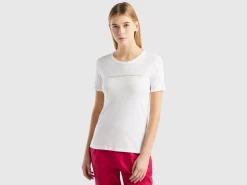 T-shirt in 100% cotton with glitter print logo