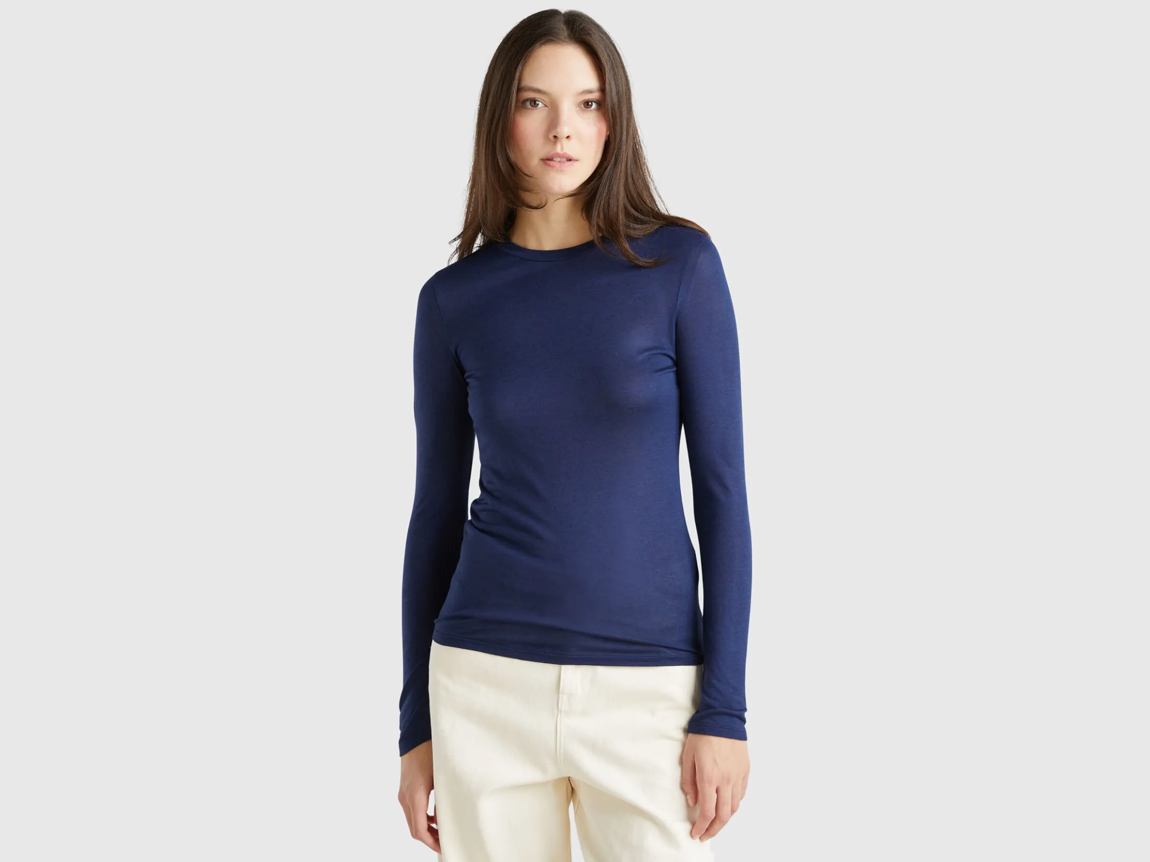 T-shirt in viscose and cashmere blend