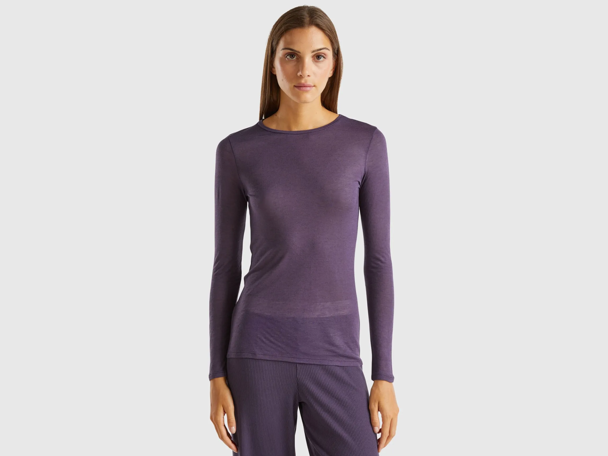 T-shirt in viscose and wool blend
