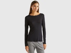 T-shirt in viscose and wool blend