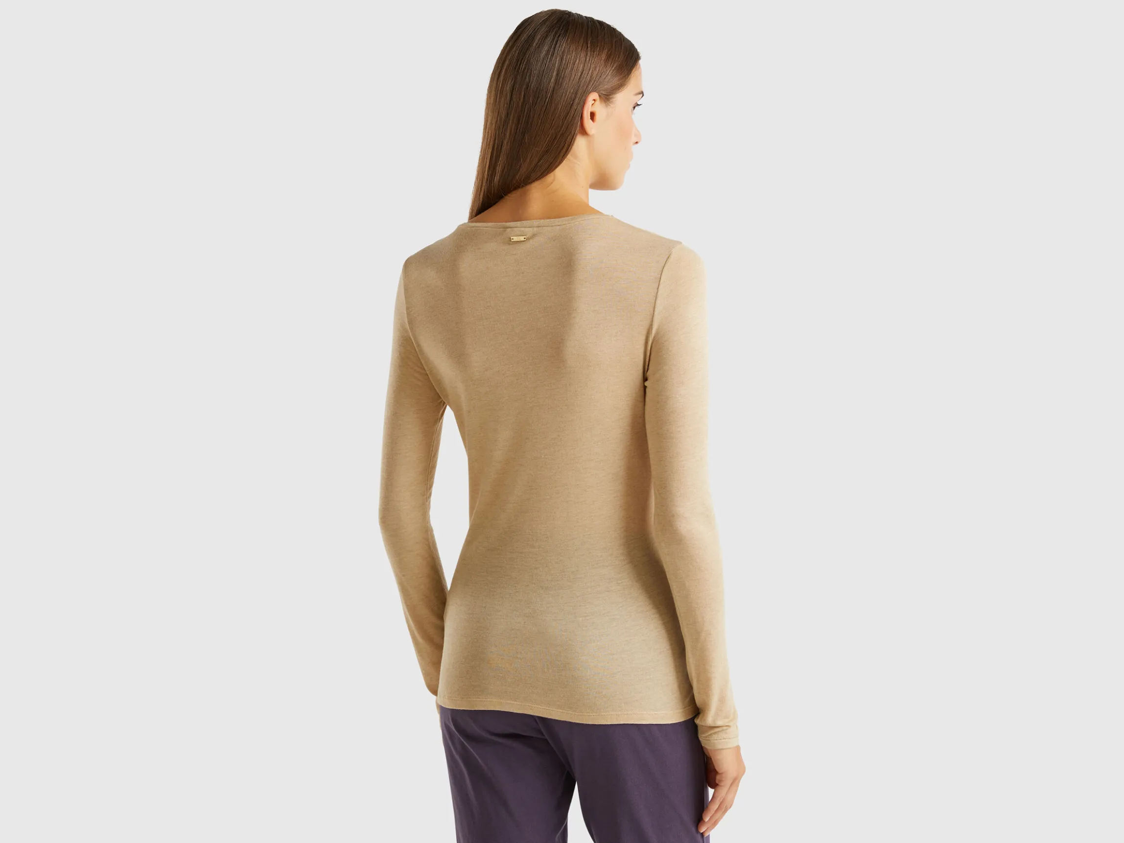 T-shirt in viscose and wool blend