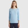 T-shirt with boat neck in 100% cotton