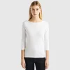 T-shirt with boat neck in 100% cotton