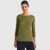 T-shirt with boat neck in 100% cotton
