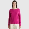 T-shirt with boat neck in 100% cotton