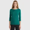 T-shirt with boat neck in 100% cotton