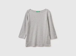 T-shirt with boat neck in 100% cotton