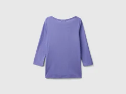 T-shirt with boat neck in 100% cotton