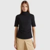 T-shirt with funnel neck in organic cotton