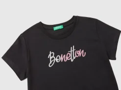 T-shirt with glittery logo in organic cotton