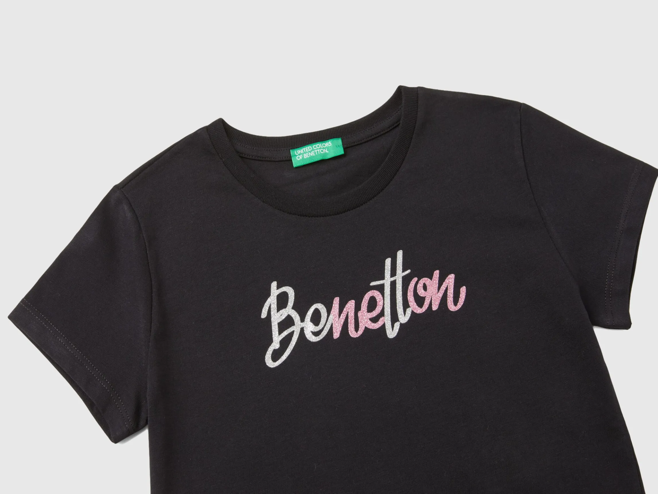 T-shirt with glittery logo in organic cotton