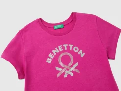 T-shirt with glittery logo in organic cotton