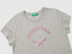 T-shirt with glittery logo in organic cotton