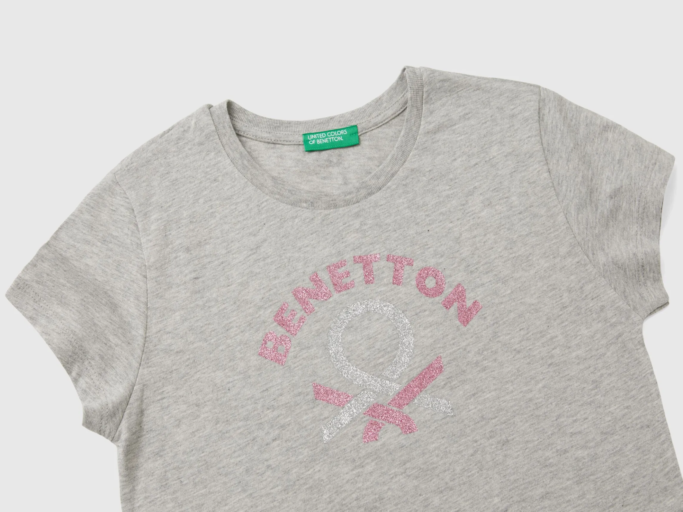 T-shirt with glittery logo in organic cotton