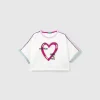 T-shirt with graffiti print and rhinestone