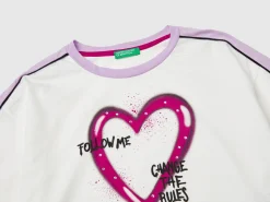 T-shirt with graffiti print and rhinestone