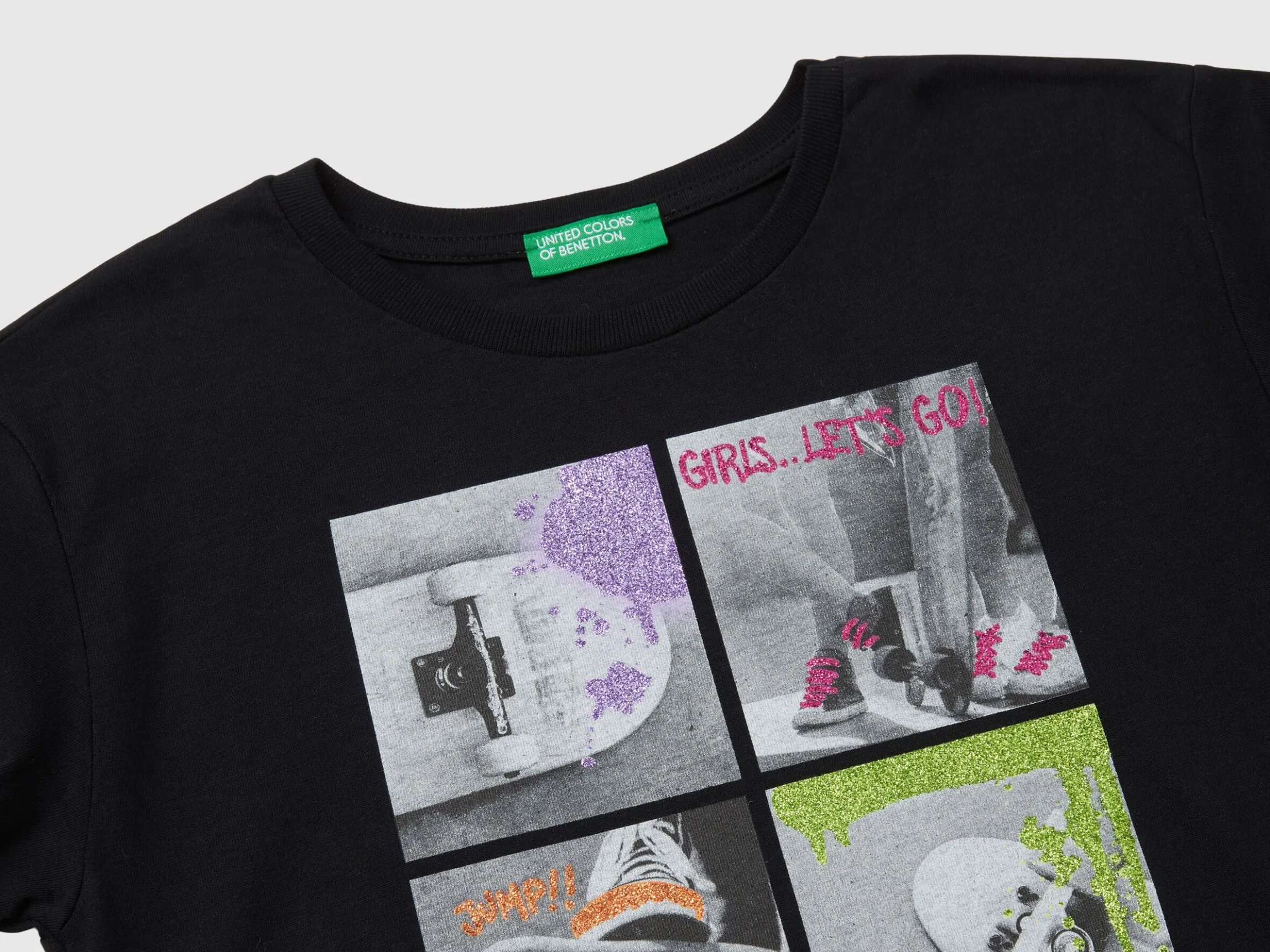 T-shirt with photo print and glitter