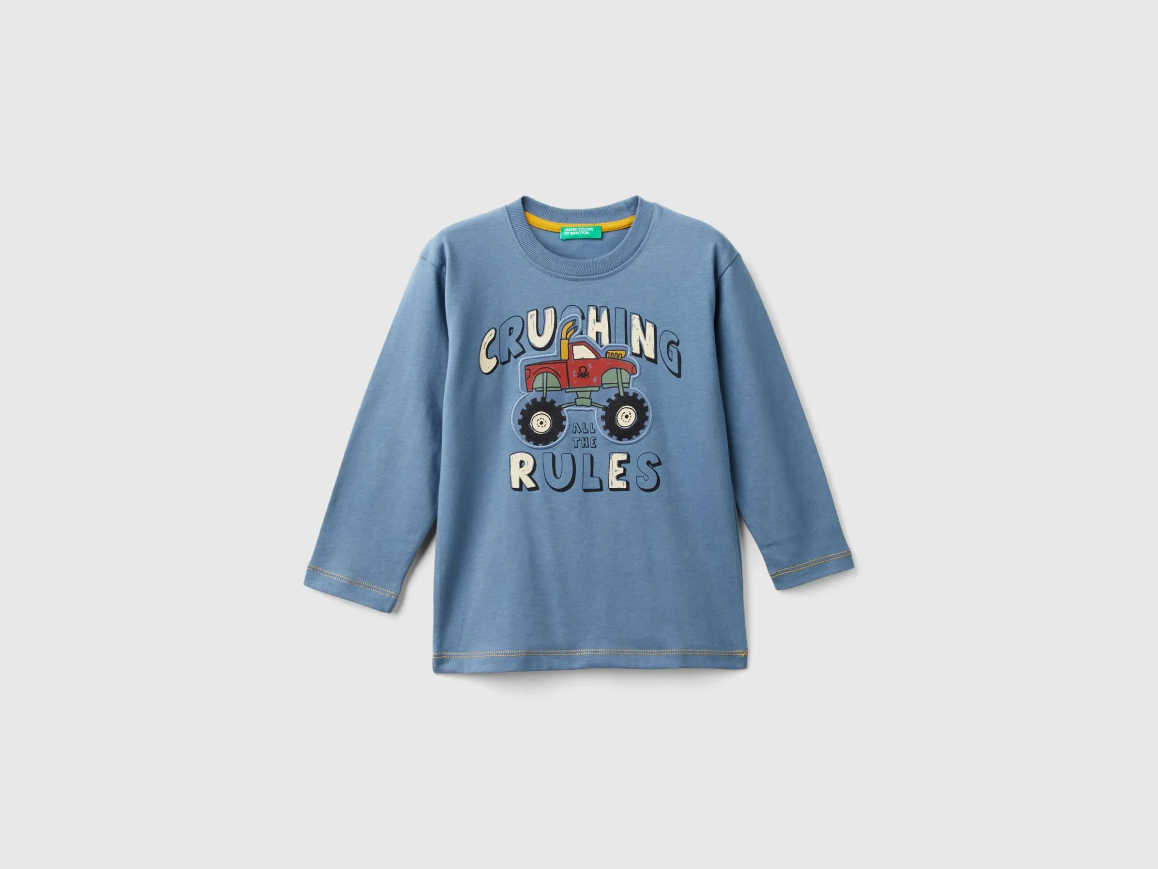 T-shirt with print and applique